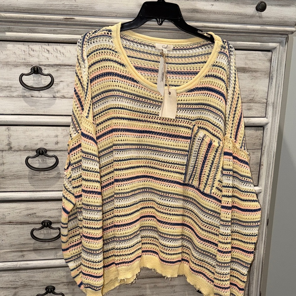 Easel Yellow and Blue Striped Sweater